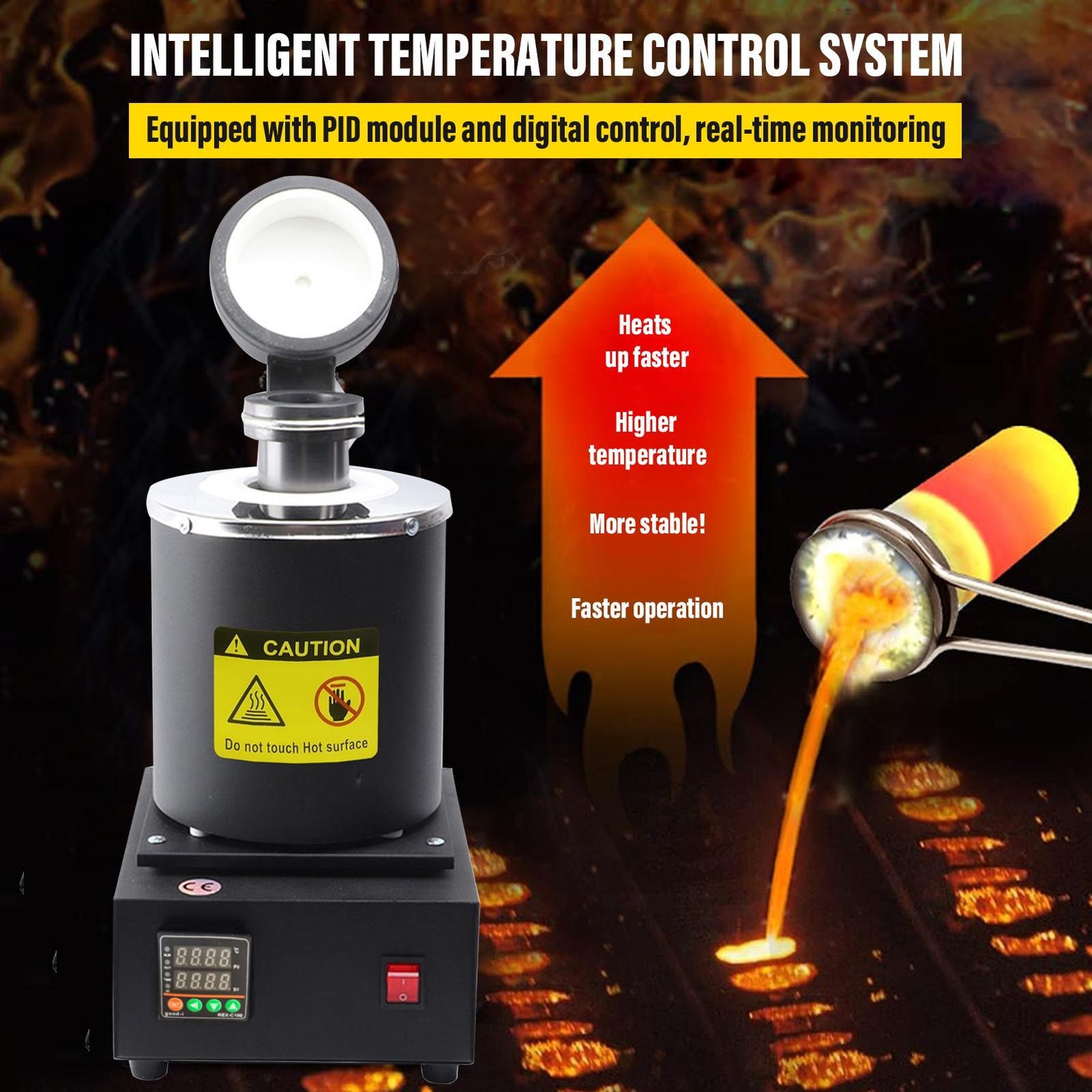 Upgraded Electric Metal Melting Furnace Kit w/ 3KG Crucible+Casting Ingot Mold–