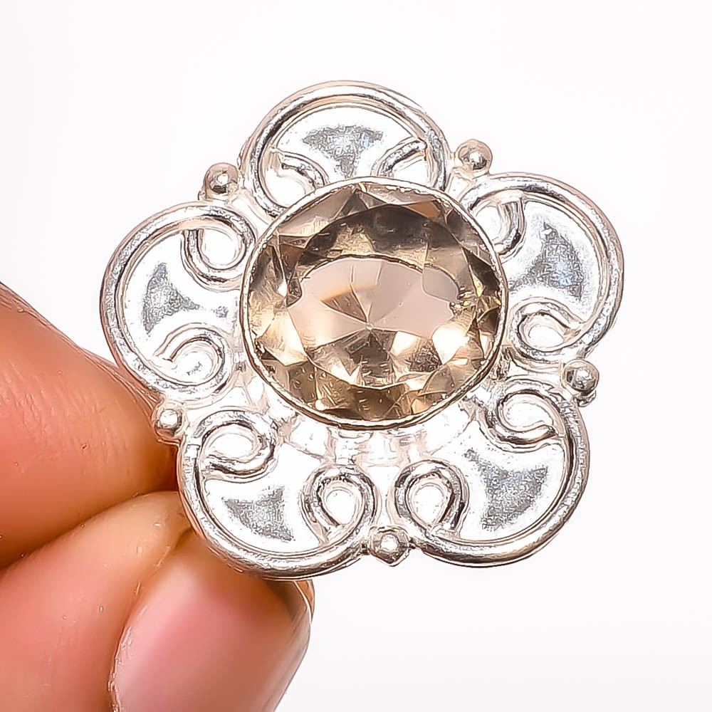 Smoky Quartz Gemstone 925 Silver Plated Ring s.5.5 TR7508-2110