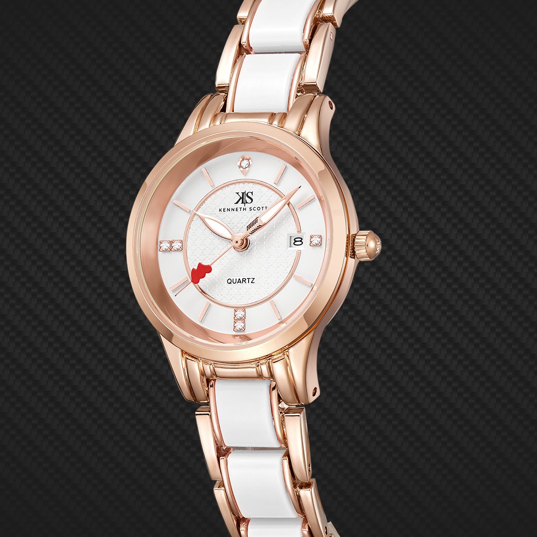 Kenneth Scott Women’s Analog Watch | White Dial, 30mm, 30 m (3 ATM)
