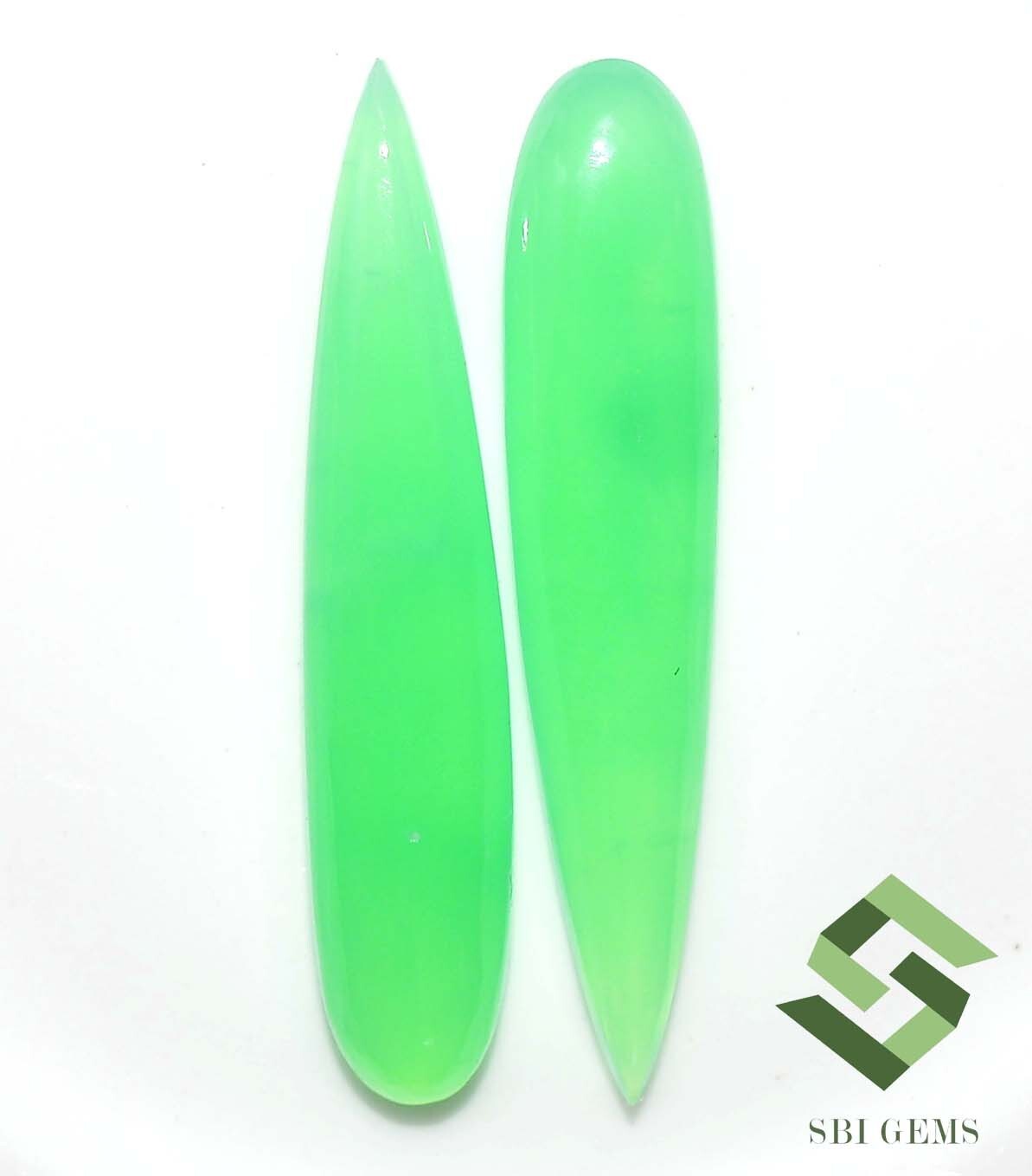 28×6 mm Certified Natural Chrysoprase Pear Cabochon Pair 8.45 CTS Loose Gemstone