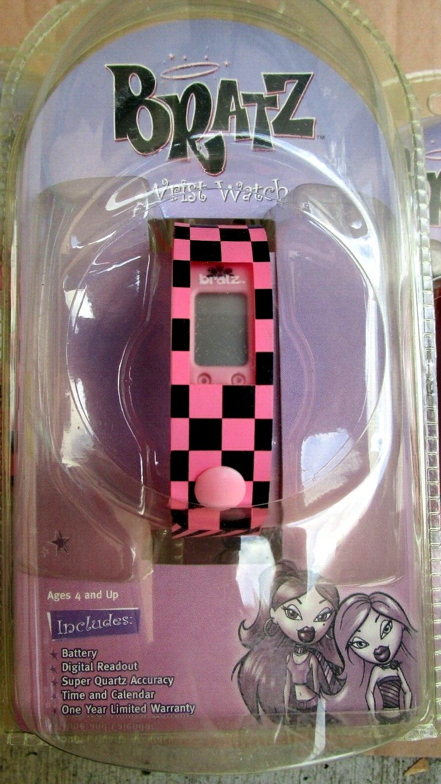 Bratz LED Digital Hot Pink and Black Checkered Adjustable Band Wrist Watch-New!