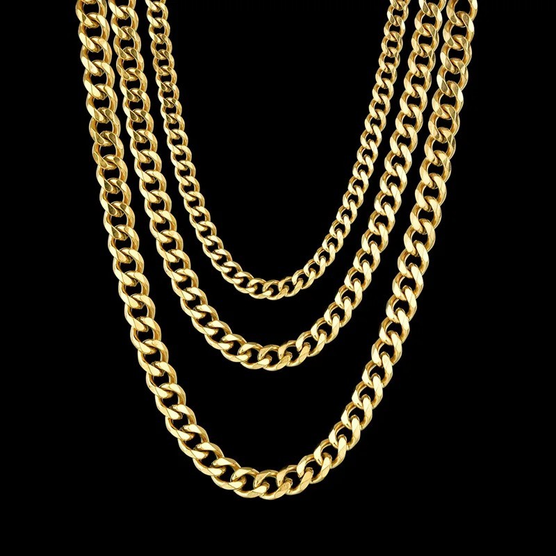3/5/7/9mm Gold Plated Stainless Steel Figaro Chain Necklace Men Women 16-30″ new