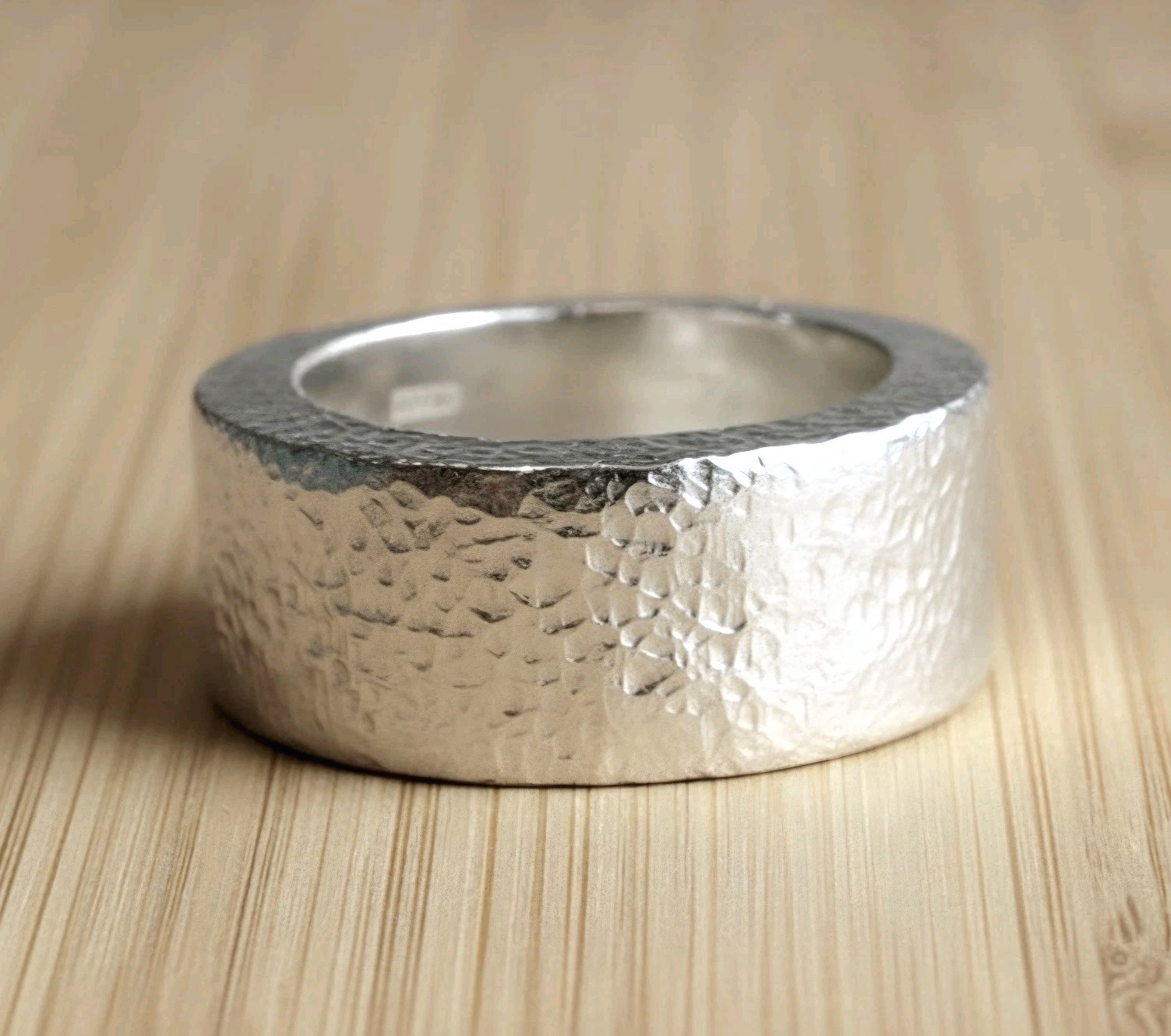 Hammered CUSTOM 999 Silver Ring 31g 1Oz Ancient Rome Width 13.5mm Thick 3.5mm