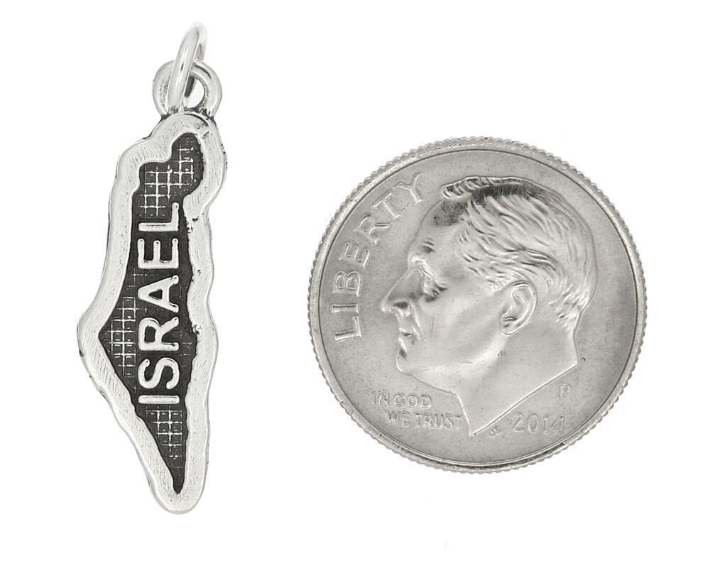 Sterling Silver Israel Country Map Travel Charm or Pendant