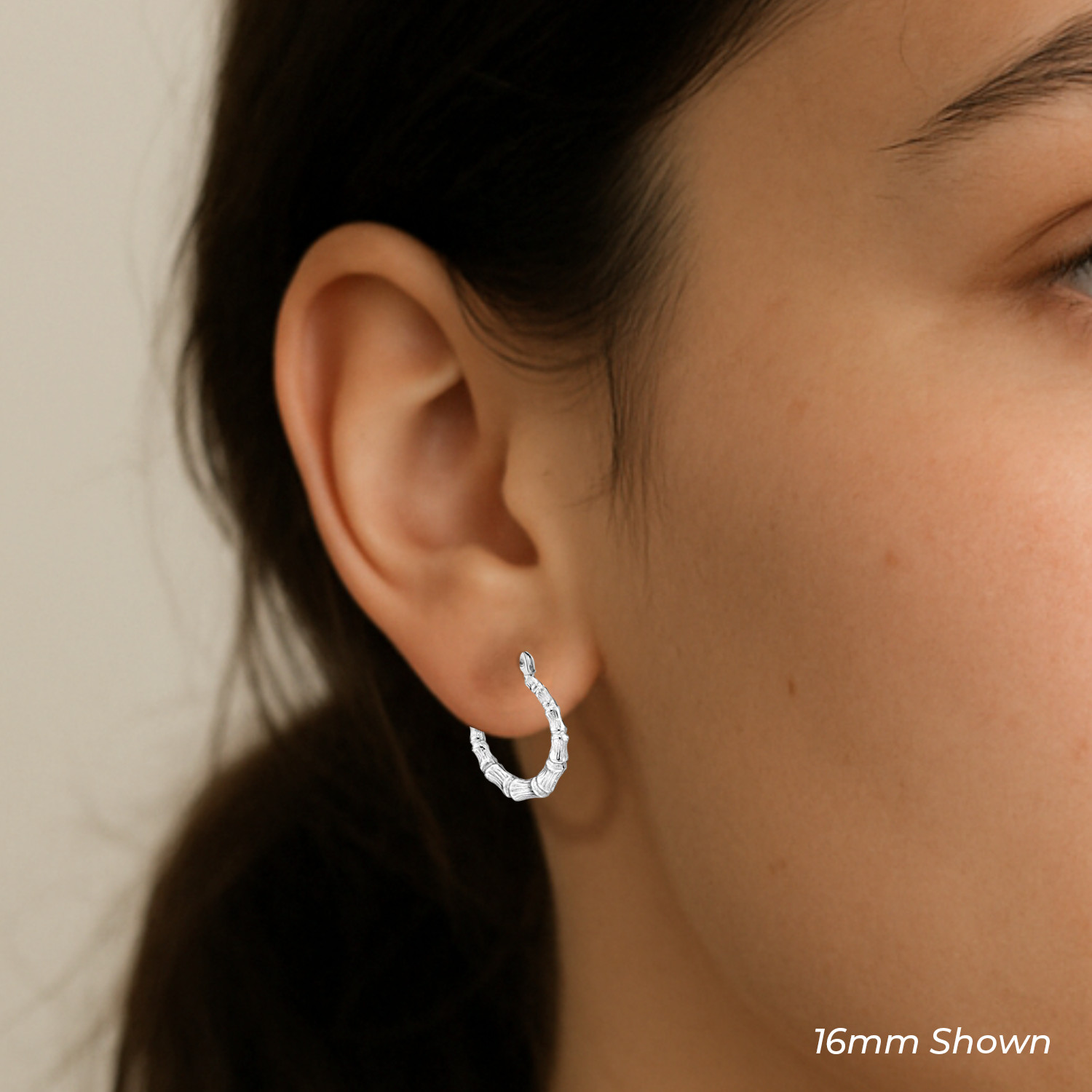 925 Solid Sterling Silver Bamboo Texture Chunky Creole Hoop Earrings All Sizes