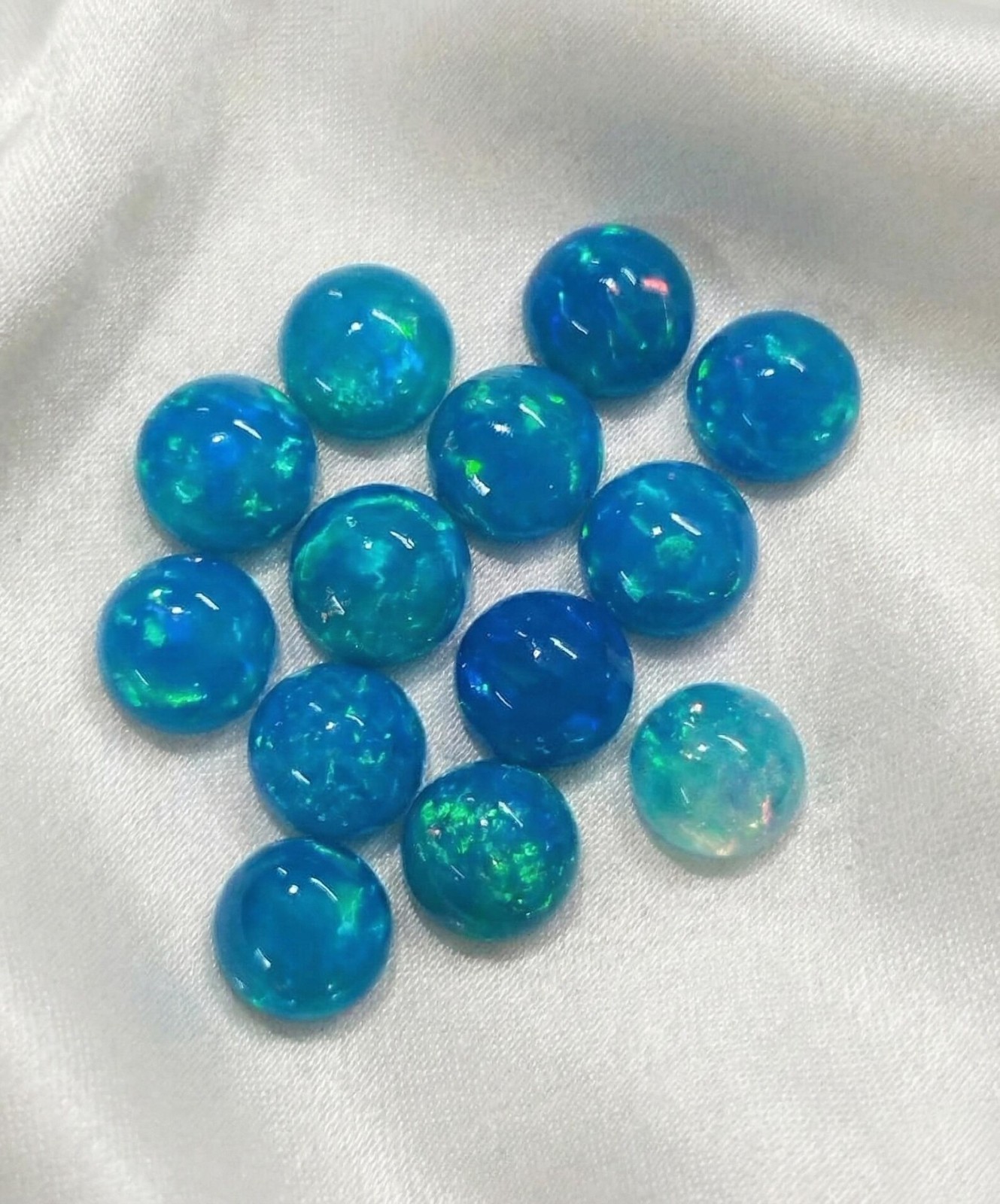 Natural Sky Blue Ethopian Opal Round Cabochon 3mm To 10mm Loose Gemstone