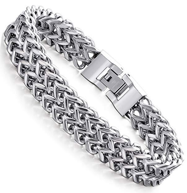 8.86″Stainless Steel 12MM Two-strand Wheat Chain Bracelet for Men Bracelet Gift
