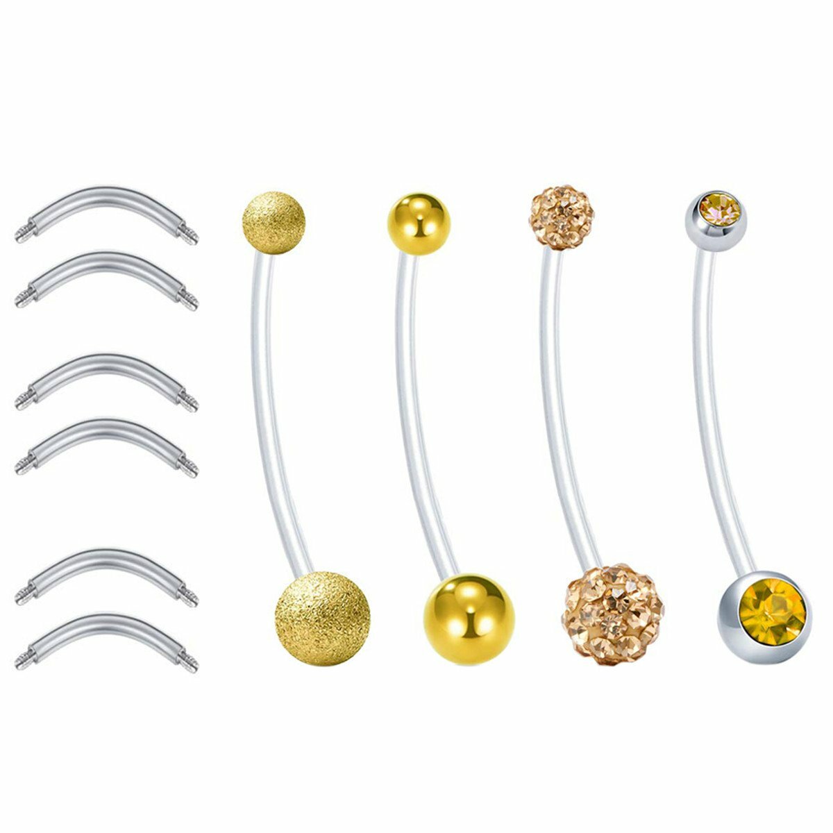 4Pcs 14G Pregnancy Belly Button Rings Sport Maternity Flexible Navel Belly Rings
