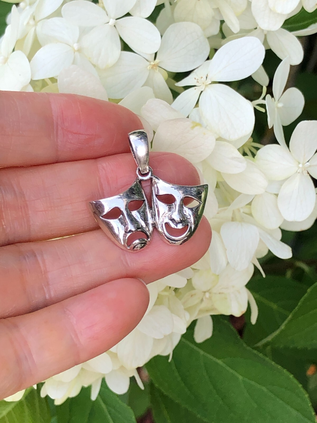 925 Sterling Silver Comedy Tragedy Theater Masks Pendant Men Women 25mm/0.98″