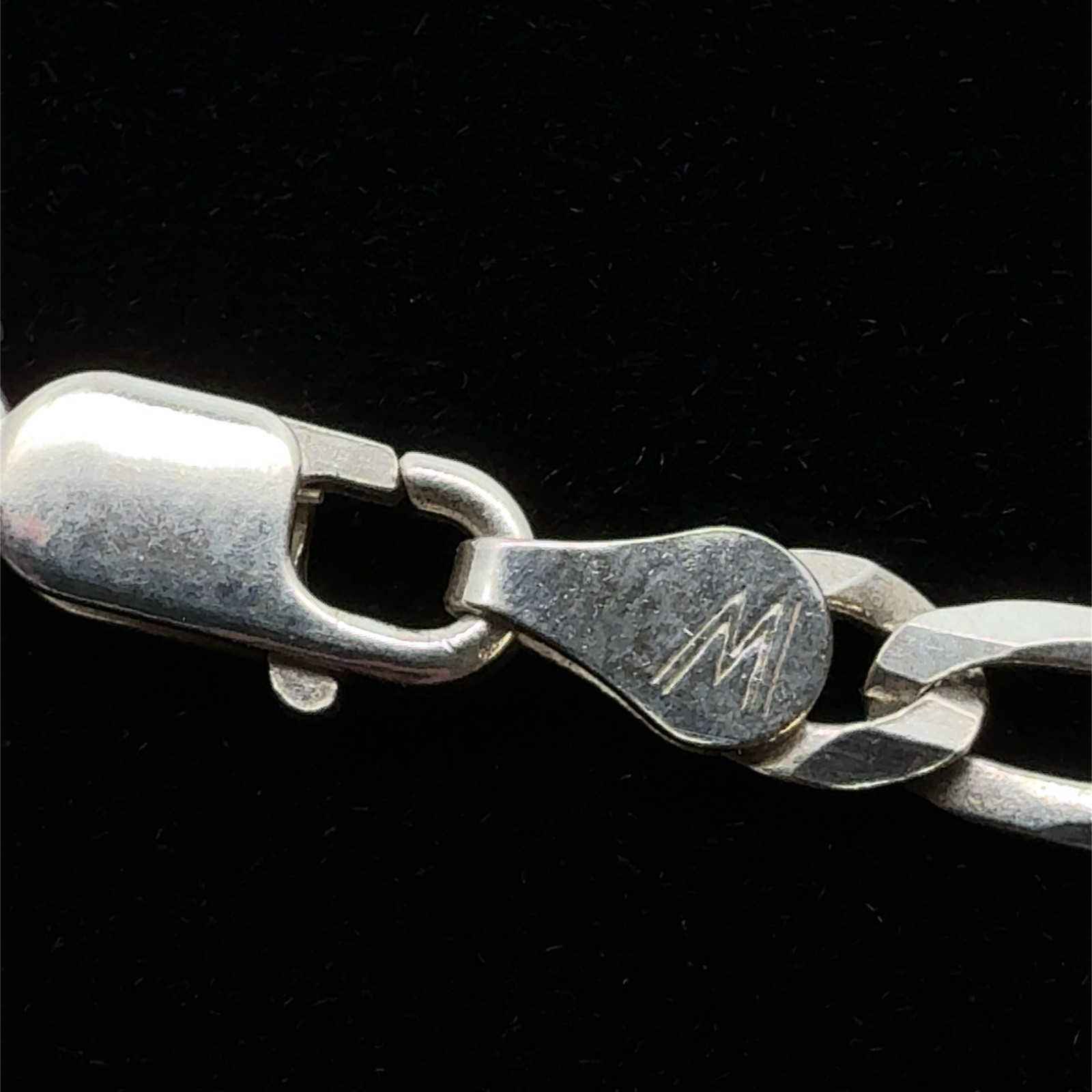 Peter Stone Saint Michael Sterling Silver Pendant On 20” Figaro Necklace, 21.5g