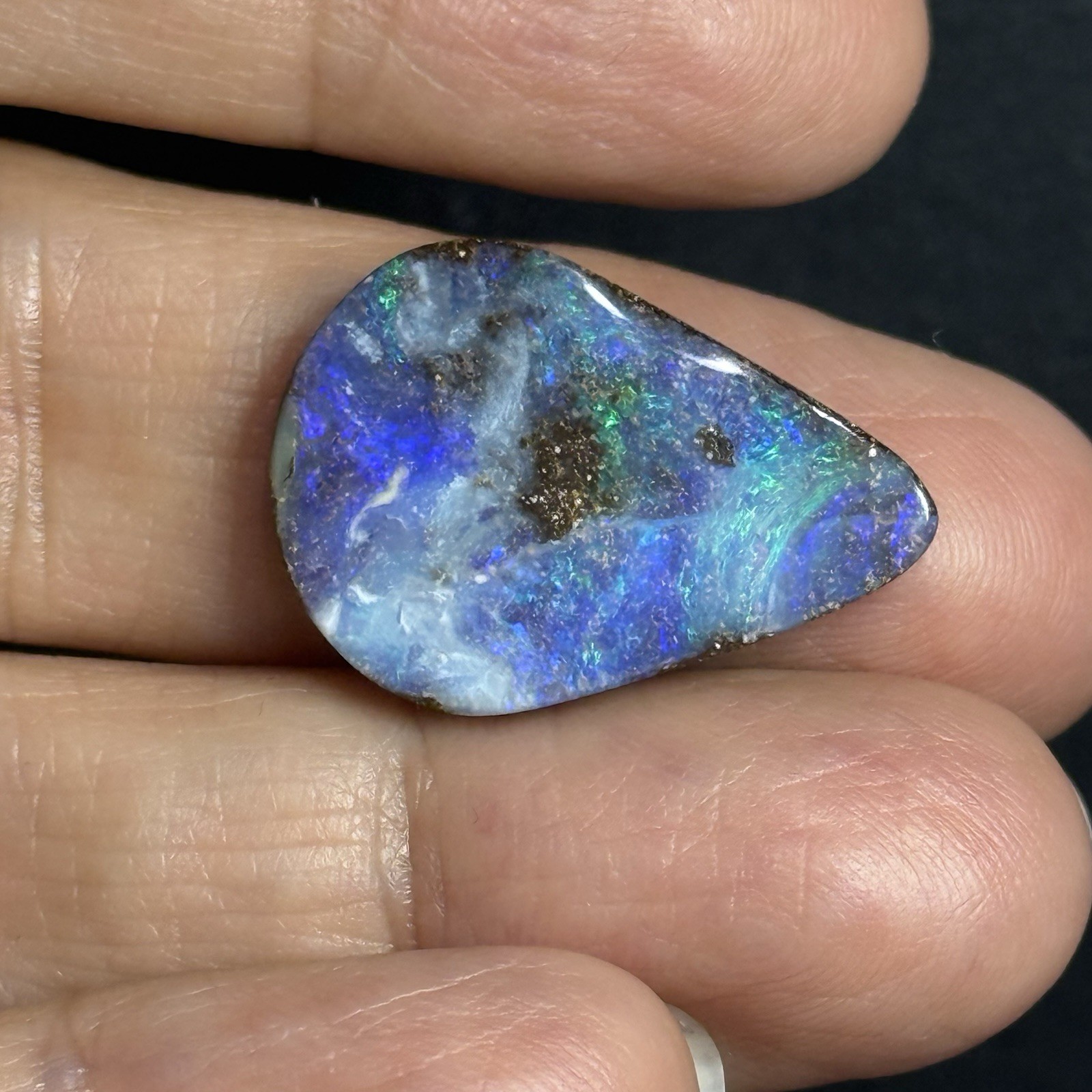 13.45ct 23.9x17x4.5mm Caribbean Blue Australian Boulder Opal Teardrop Cabochon
