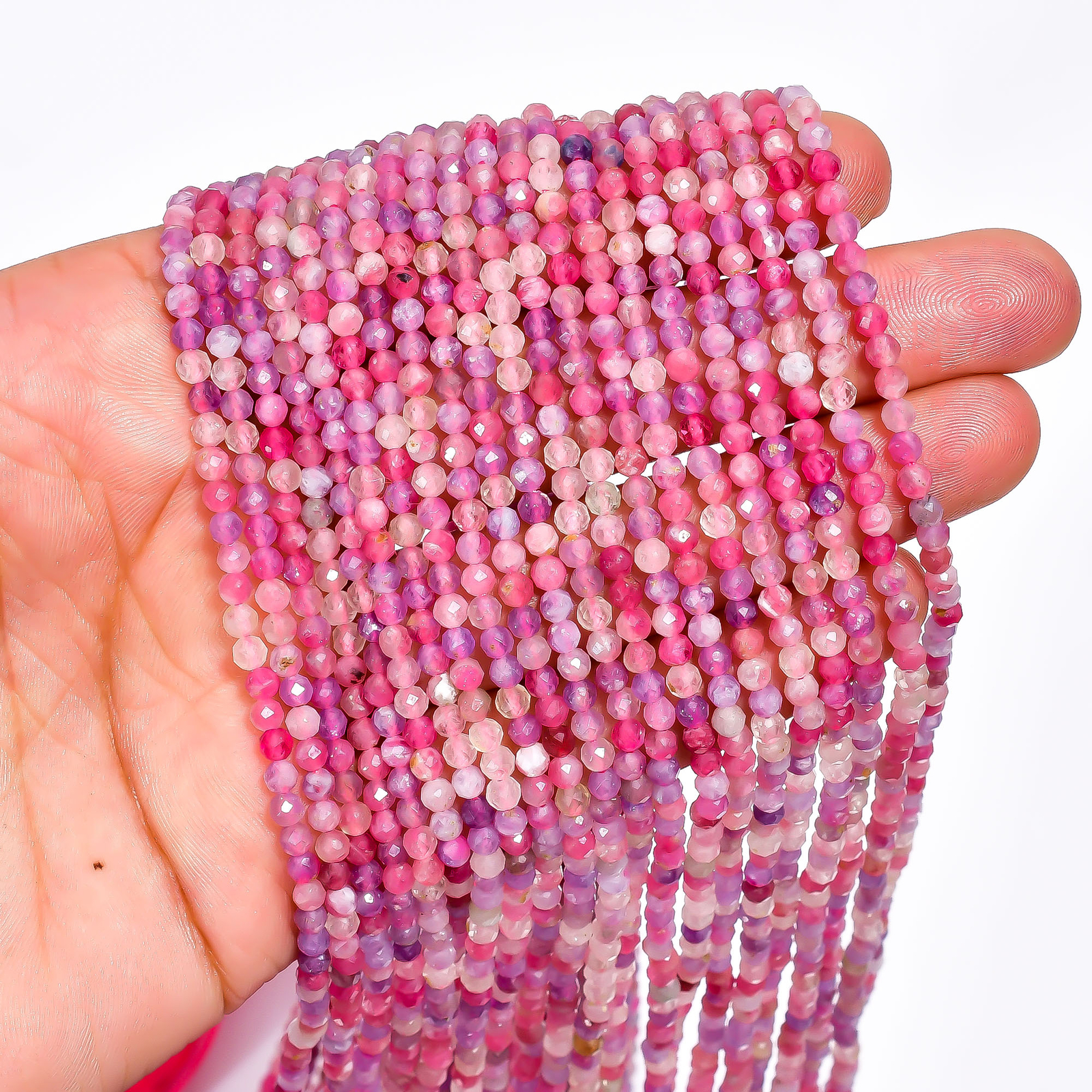 Natural Pink Tourmaline Gemstone Round Faceted Beads 3X3 mm Strand 13″ EB-679