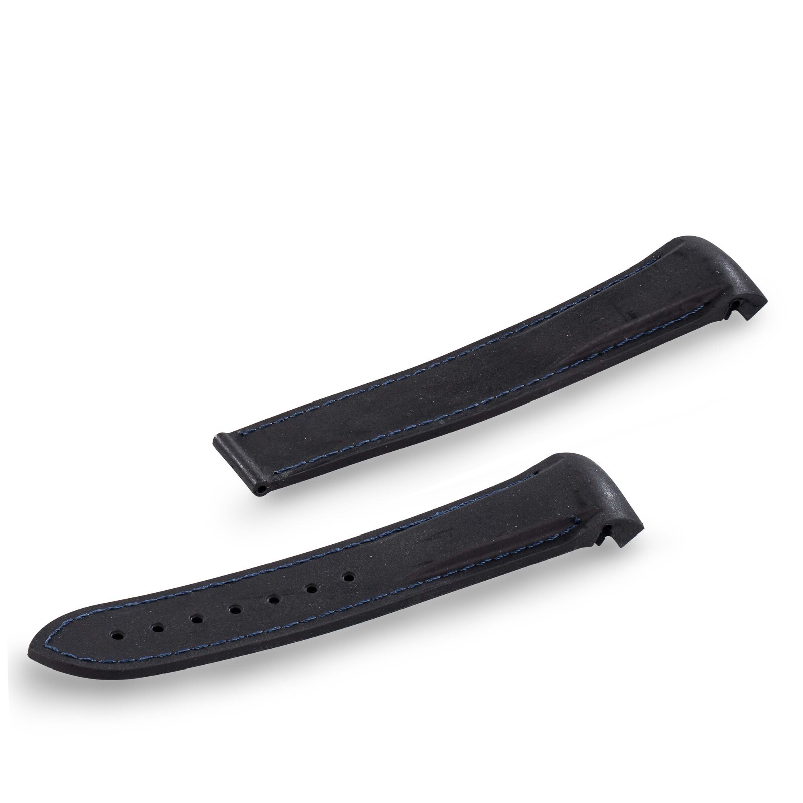 20MM BLACK-BLUE RUBBER STRAP CURVED END FOR OMEGA SEAMASTER 007 SEIKO WATCHES