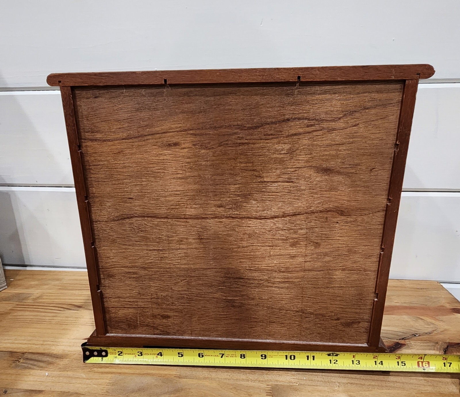 Wood Jewelry Box Table Top Velvet Lined Drawers 13″ X 14″ Vintage Taiwan