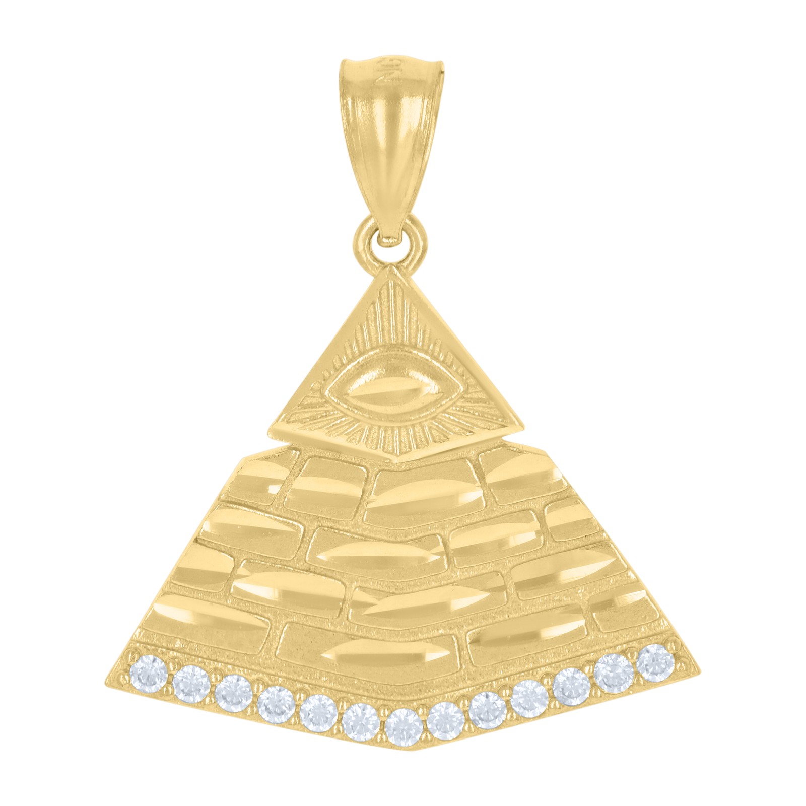 10kt Yellow Gold Unisex Cubic-Zirconia Pyramid Egyptian Charm Pendant