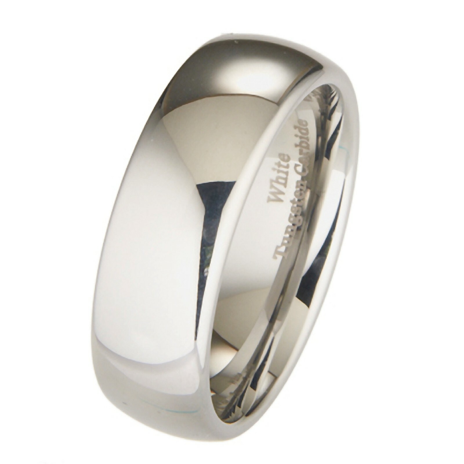 3mm-10mm White Tungsten Carbide Polished Wedding Ring * Custom Engraved *