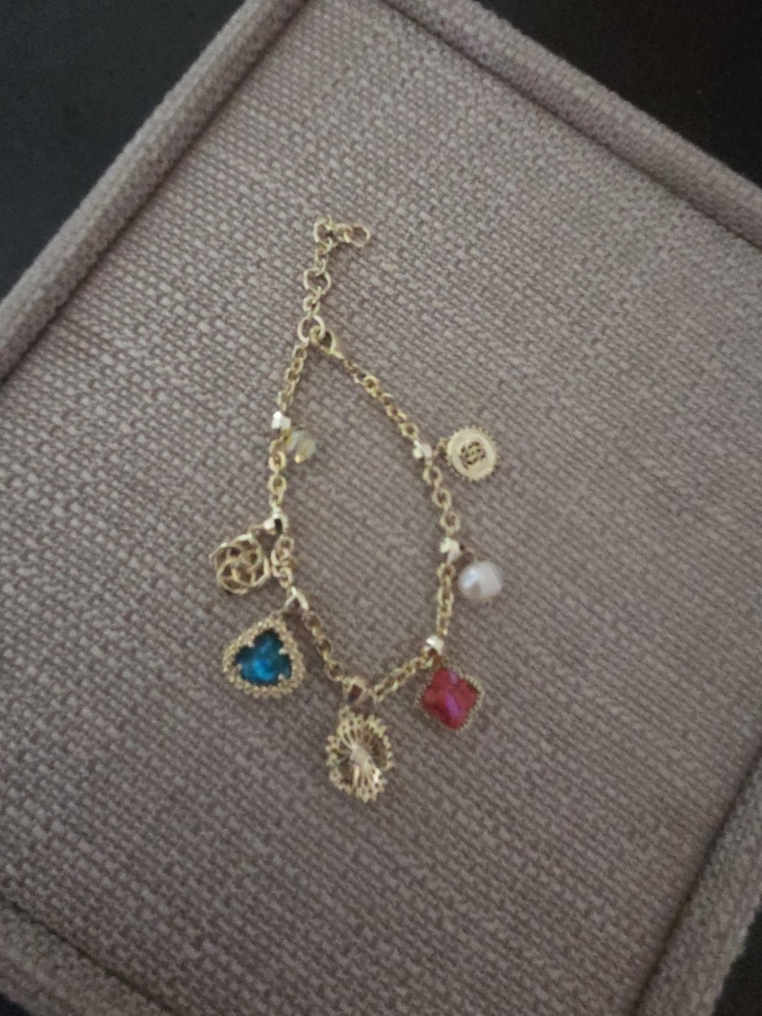 14k Yellow Gold Plated Kendra Scott Charm Bracelet 7-8 Inches