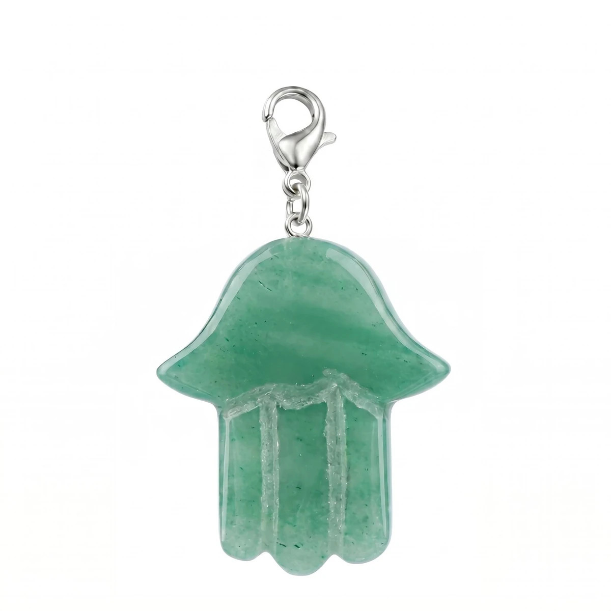 6PCS Hamsa Hand Charm Tag Gemstone Bag Pendant with Lobster Clasp Protection