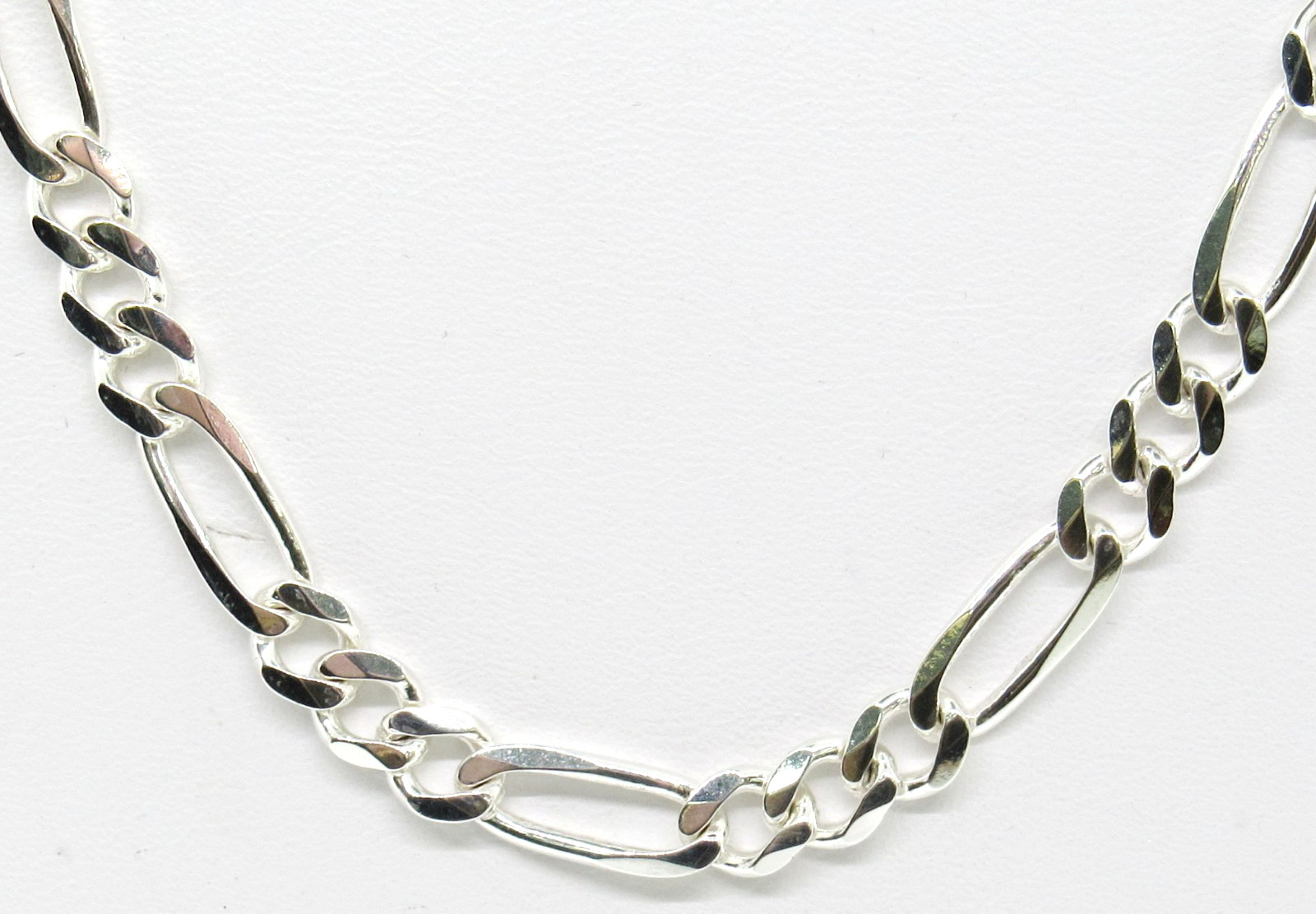 STERLING SILVER .925 ITALY FIGARO 5 MM WIDTH FLAT 24″ UNISEX CHAIN LINK NECKLACE