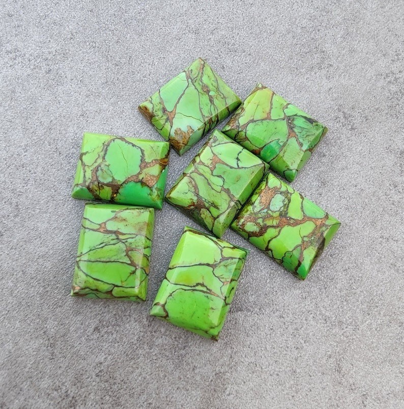 Green Copper Turquoise Rectangle Cabochon 6x8mm To 20x25mm Loose Gemstone