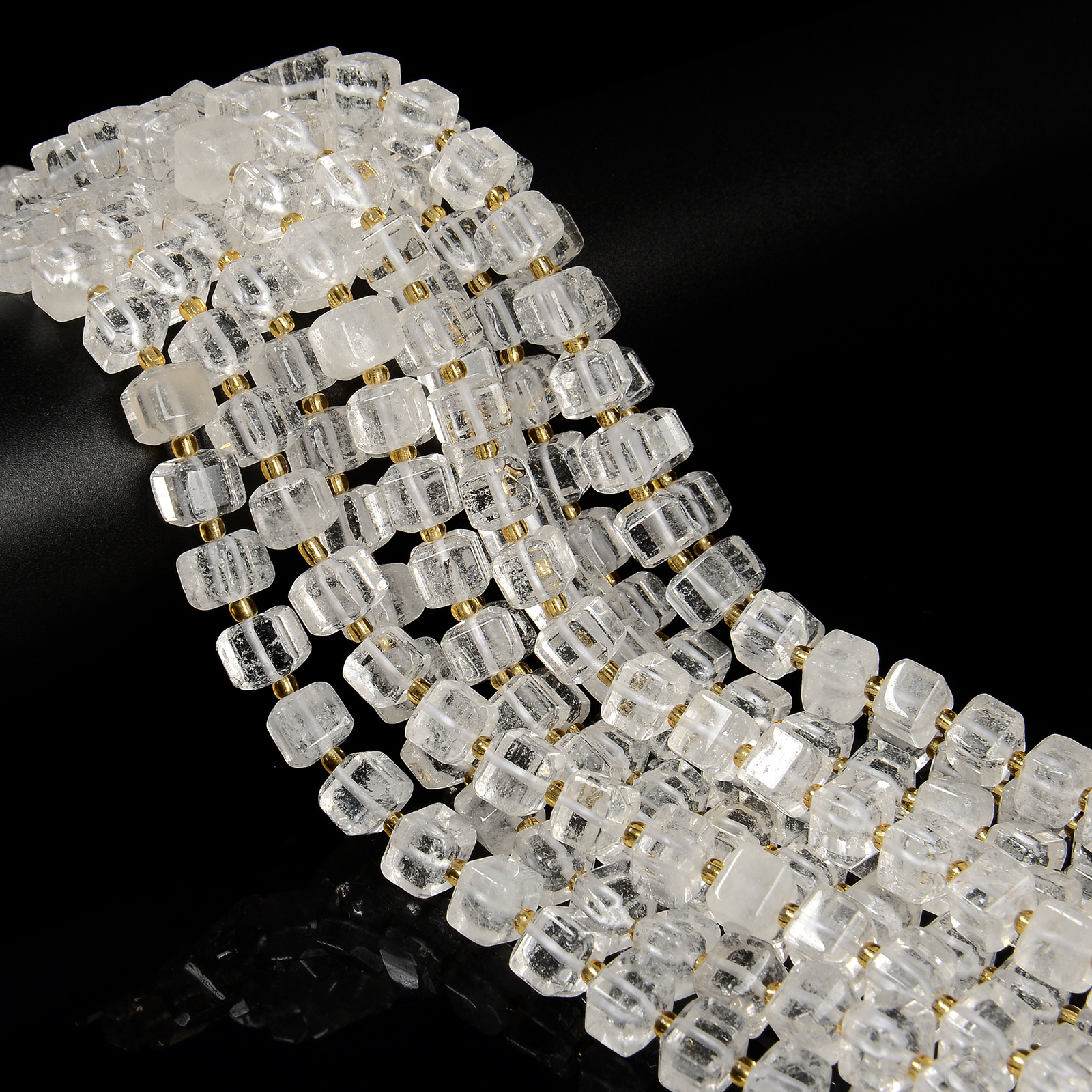Natural Clear Quartz Faceted Rubik’s Cube Beads Size 8mm 15.5” Strand