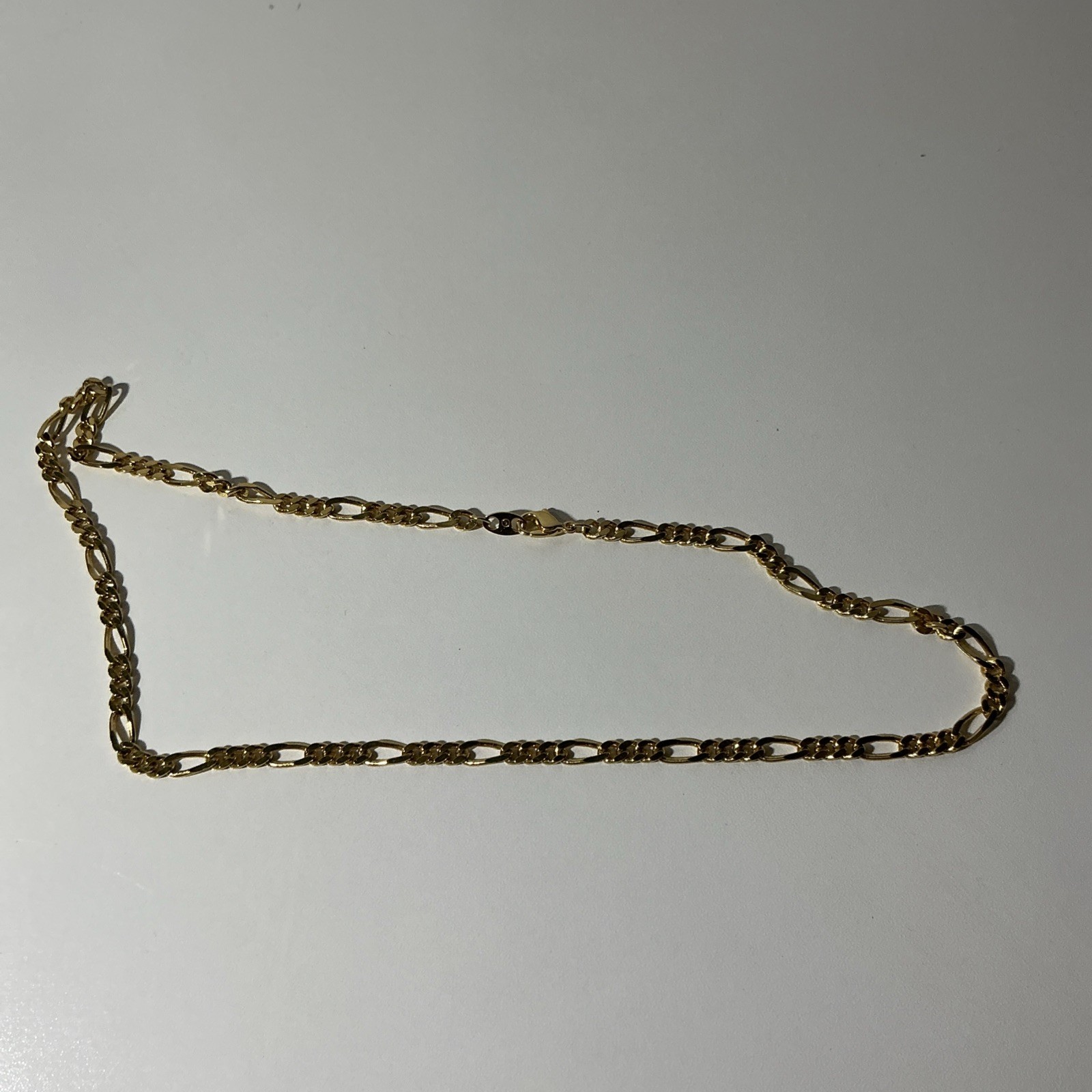 Vintage Gold Tone 18”5mm Flat Figaro Link Necklace No Tarnish