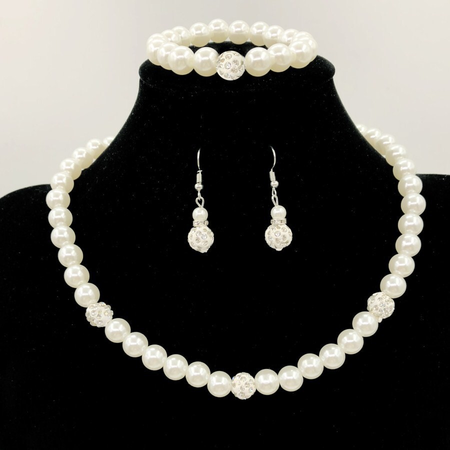 Genuine Natural 9-10mm White Akoya Cultured Pearl Necklace 18″ Earrings Set