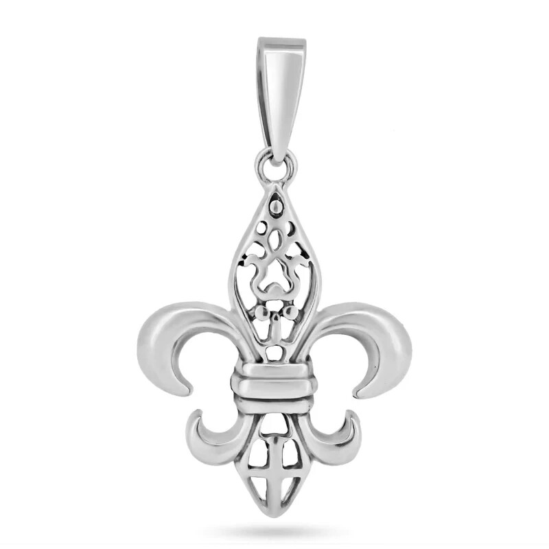 925 Sterling Silver Fleur De Lis Charm Pendant