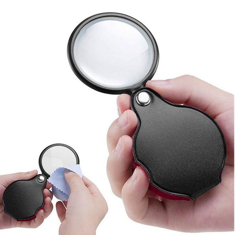 Plastic+Metal+Glass 10X Pocket Folding Magnifier Loupe Optical Magnifying Glass