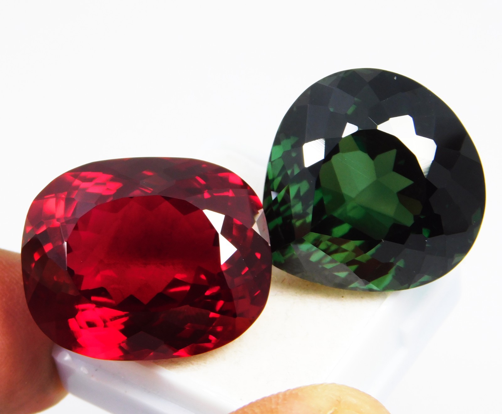 Certified PIGEON BLOOD RED Ruby / GREEN SAPPHIRE 97.70 Ct Natural Exclusive Pair