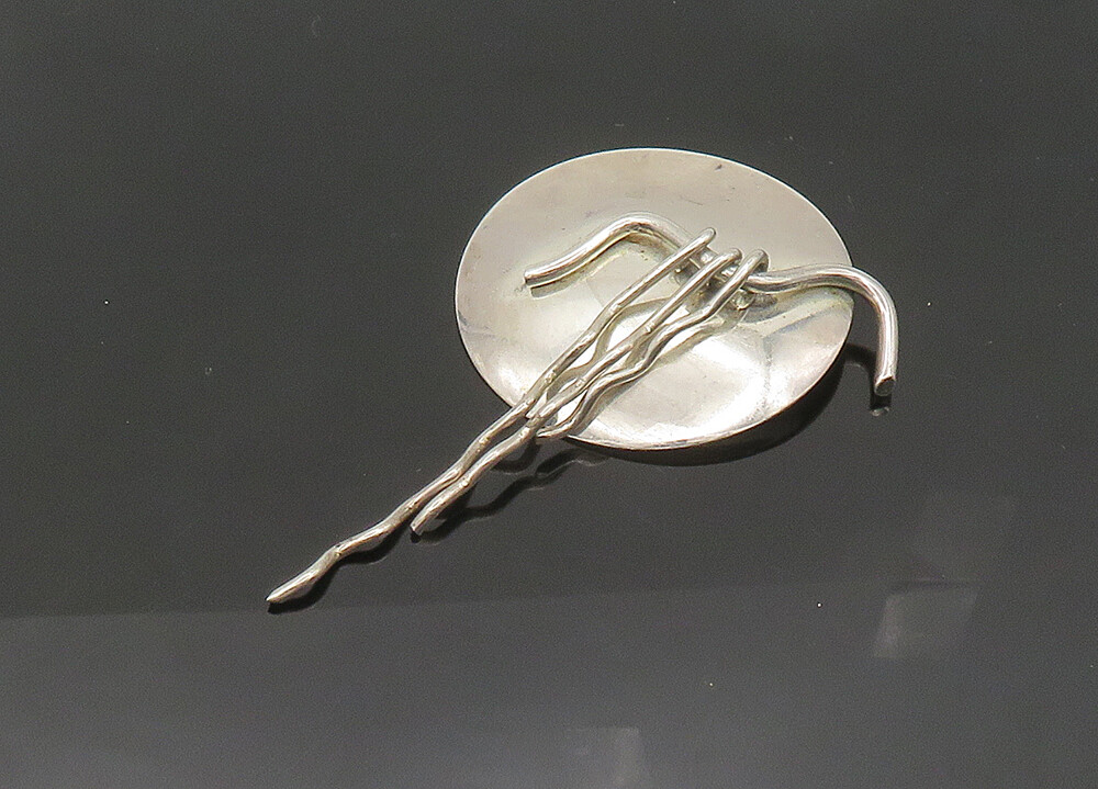 SUSAN CUMMINGS 925 Sterling Silver Vintage Shiny Modernist Brooch Pin BP8342
