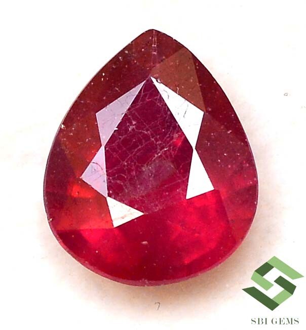 11×9 mm Natural Ruby Pear Cut 3.91 CTS Mozambique Faceted Loose Gemstone GF