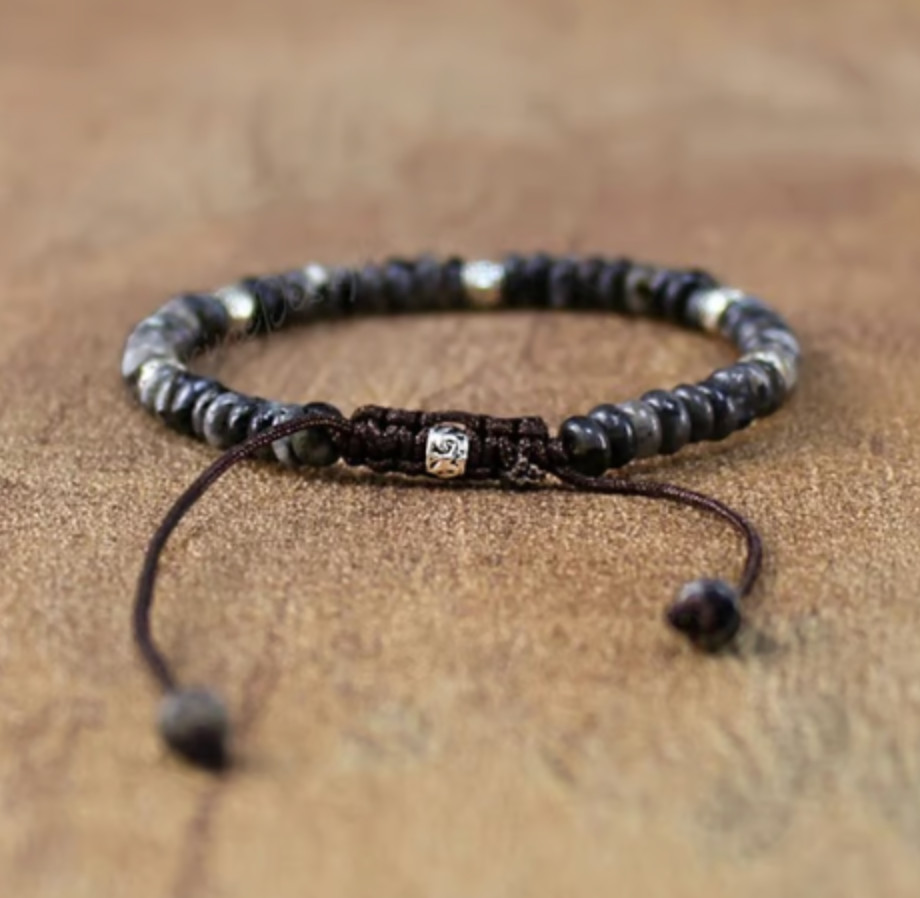 Natural Larvikite Stone Dainty Bracelet Healing Crystal Bracelet Minimalist Gift