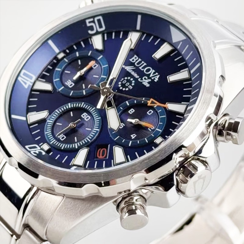 Bulova 96B256 Marine Star Blue Dial Chronograph Quartz Men’s Watch 44MM