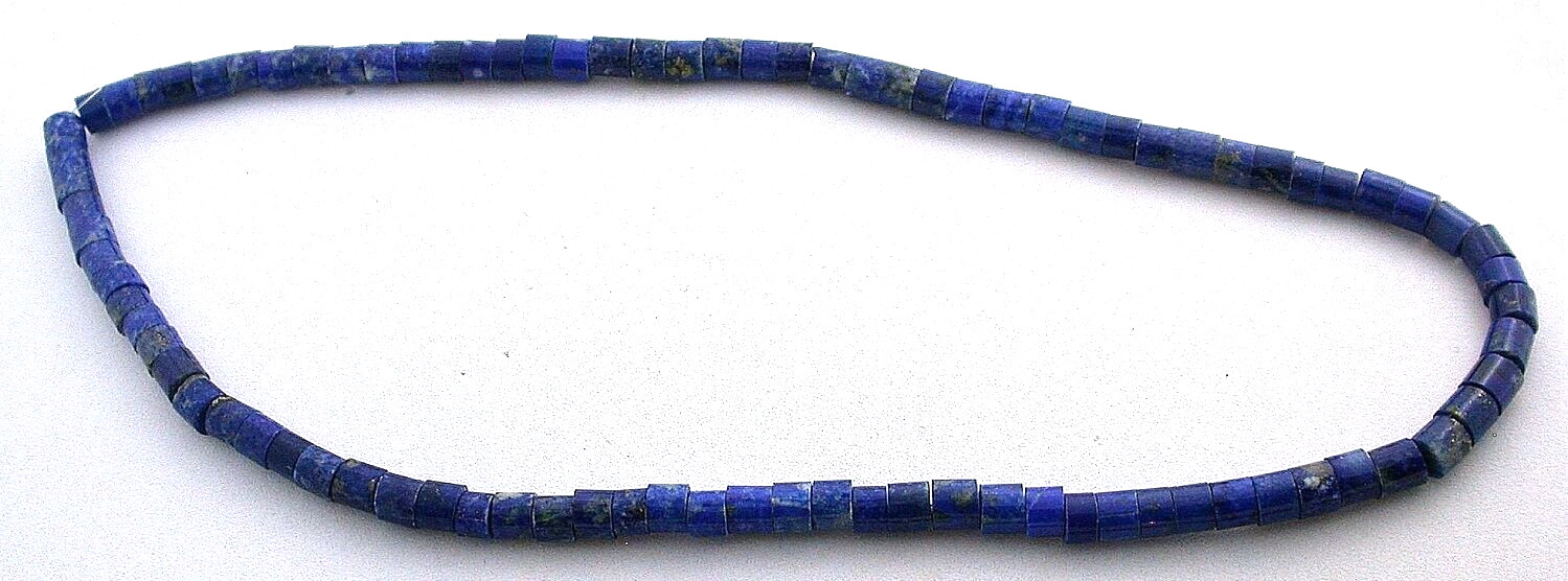 4 To 4.5 x 4 to 5.5 mm Tube Barrlel Natural NO DYE Lapis Beads 15″ Strand LB30