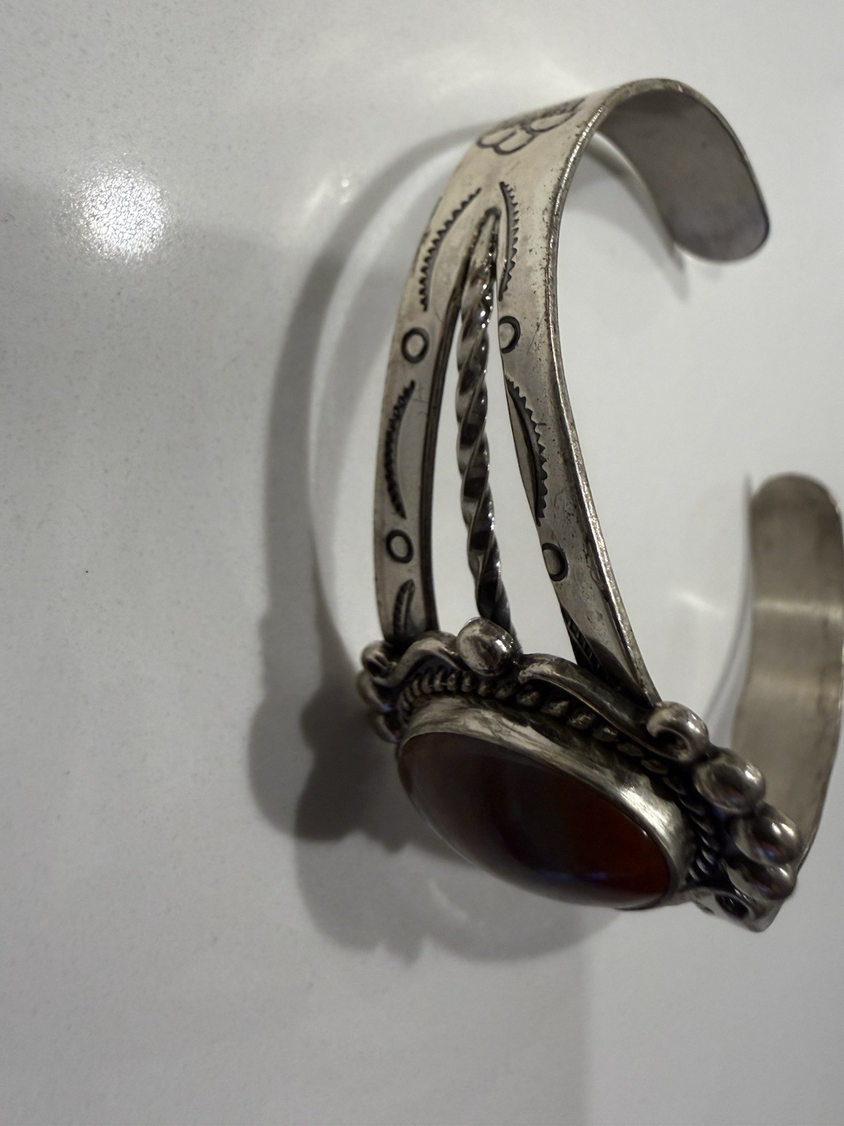 VINTAGE Fred Harvey Era Bracelet Bell Trading Post Carnelian Sterling Silver Old
