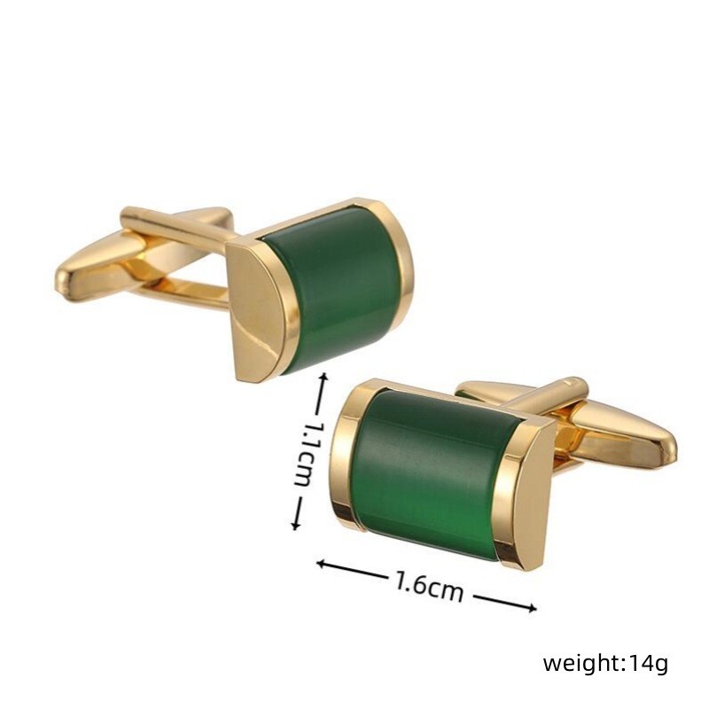 Vintage Men Cufflinks Jewelry Green Gold Cuff Link for Man 1 Pair of Shirt Links