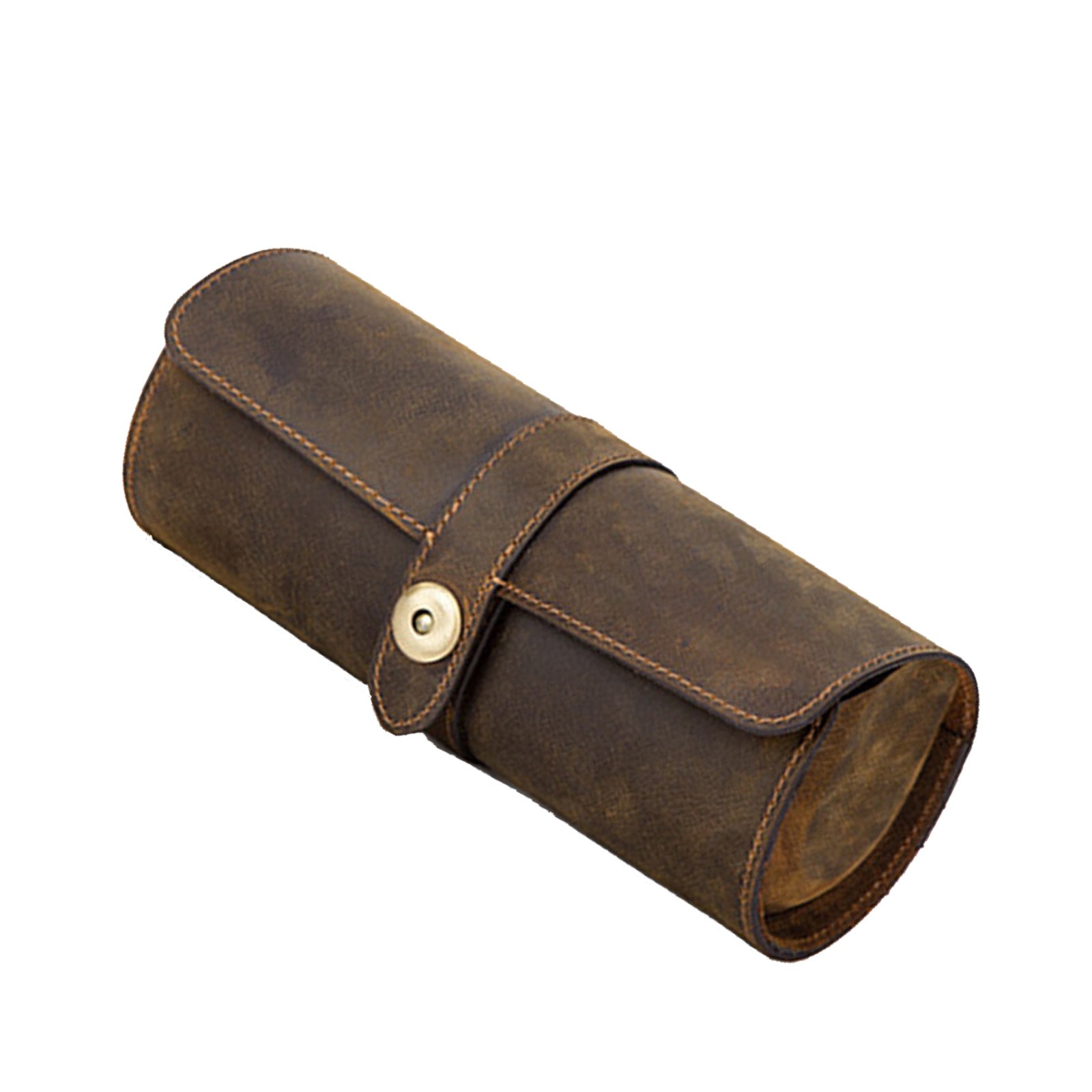 Genuine Leather Watch Roll Travel Box 3 Slot Wrist Watches Display Storage Case
