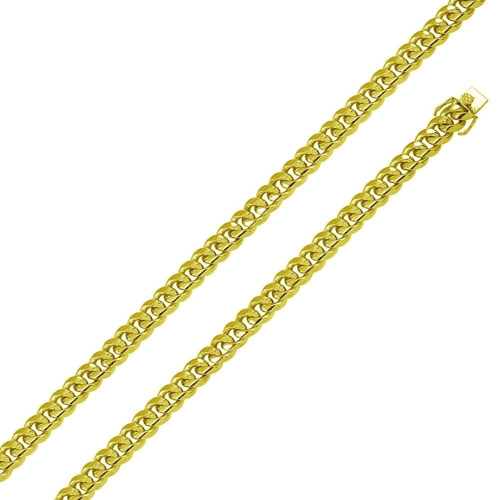 .925 Sterling Silver Gold Plated Miami Cuban Chain Bracelet 9mm-15.4mm