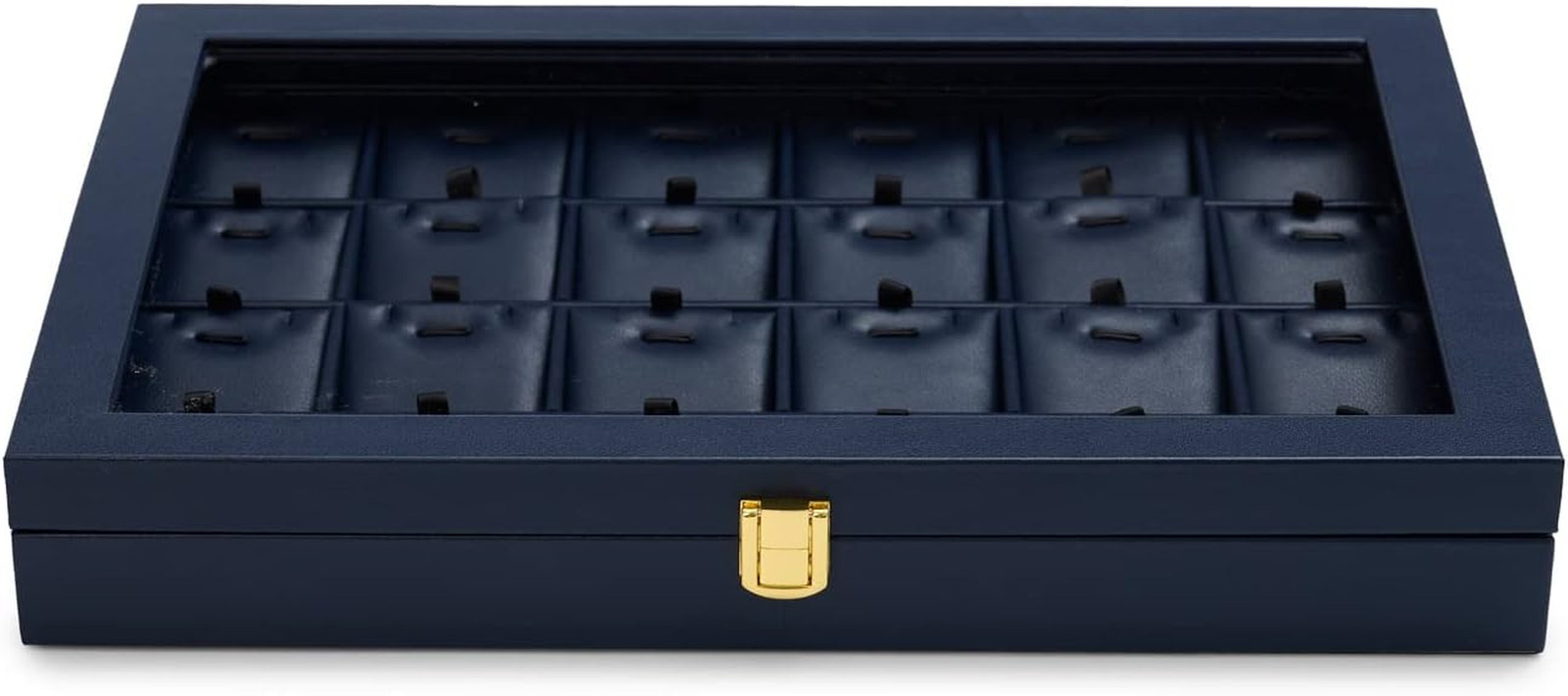 Premium Blue Leather Jewelry Tray with 24 Grid Removable Jewelry Cards Jewelry O