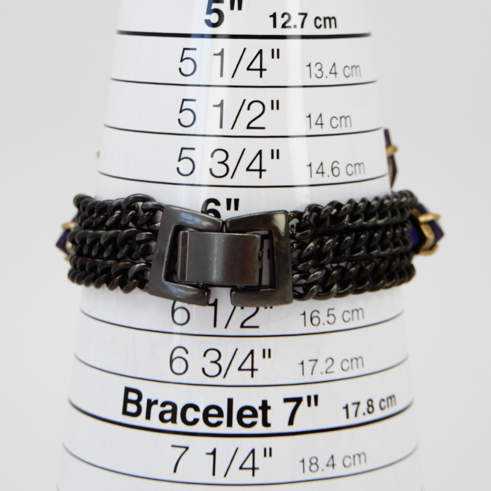 Stella & Dot Peacock Bubble Cabochon Gunmetal Chain Statement Bracelet Wrap 6.2″
