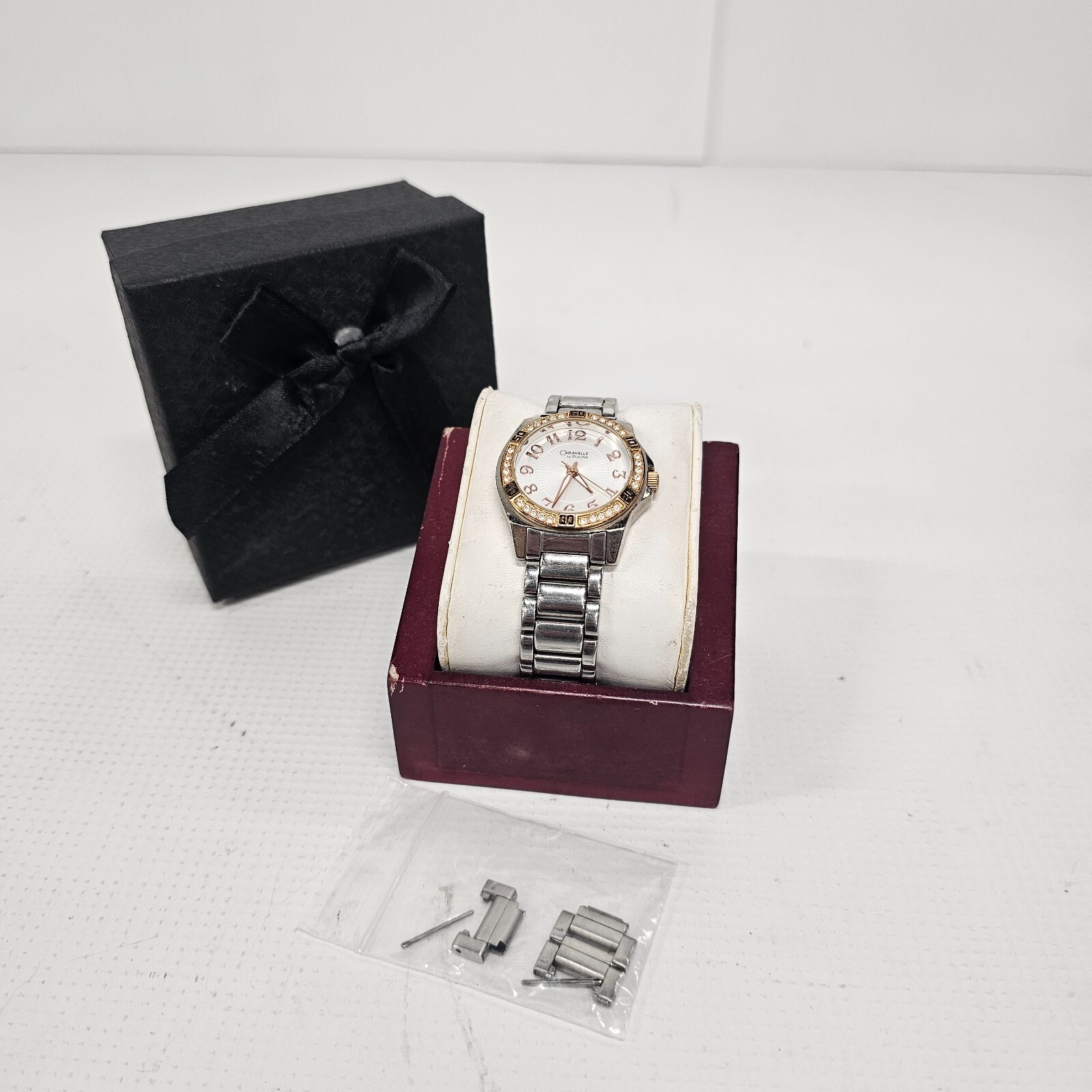 Bulova Two-Tone Pearl Face Stainless Steel Watch Unisex – Fits 6-1/2 in