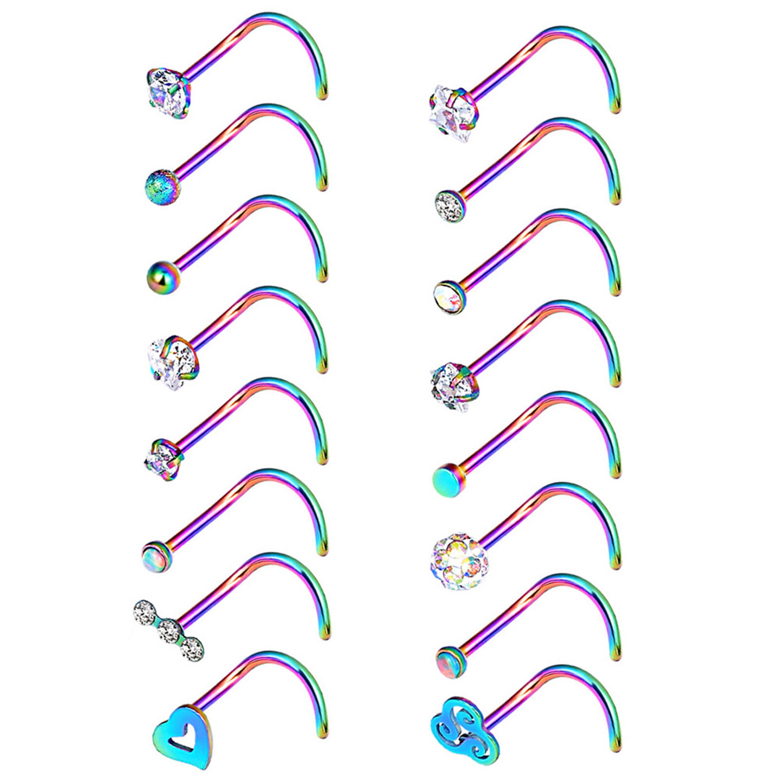 2-32PCS Surgical Steel Nose Rings Hoop Studs Cartilage Earring Body Piercing 20G