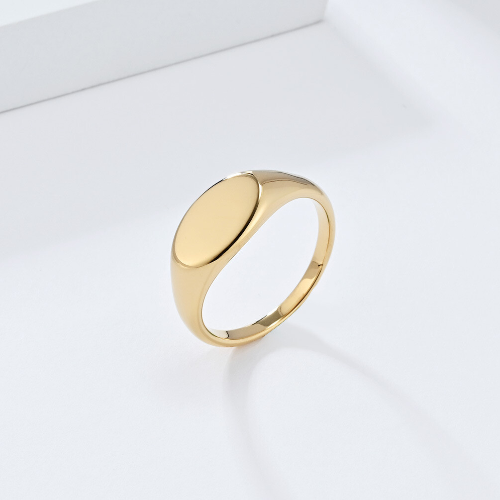Women Signet Ring Stainless Steel Plain Square Shape Simple Wedding Statement