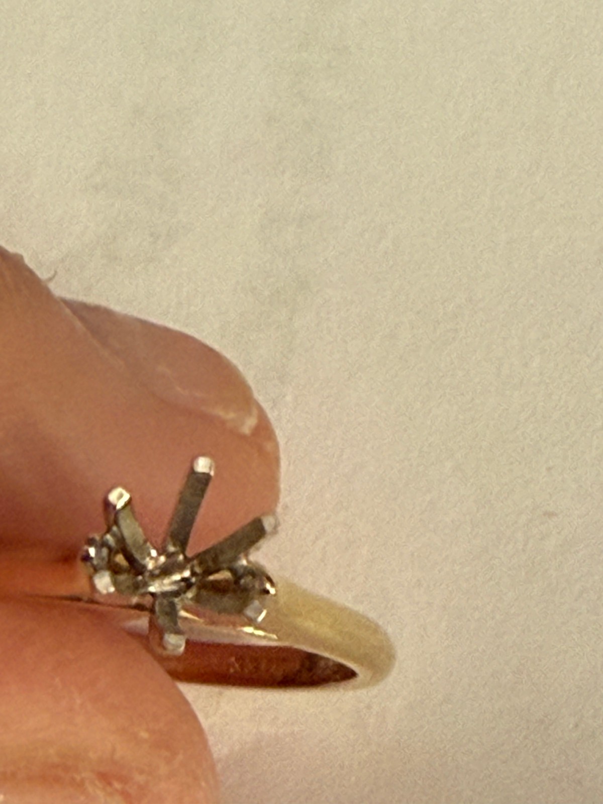 New Old Stock Quality 14kt Gold Engagement Ring Mounting Size 5.75, 2.4 grams