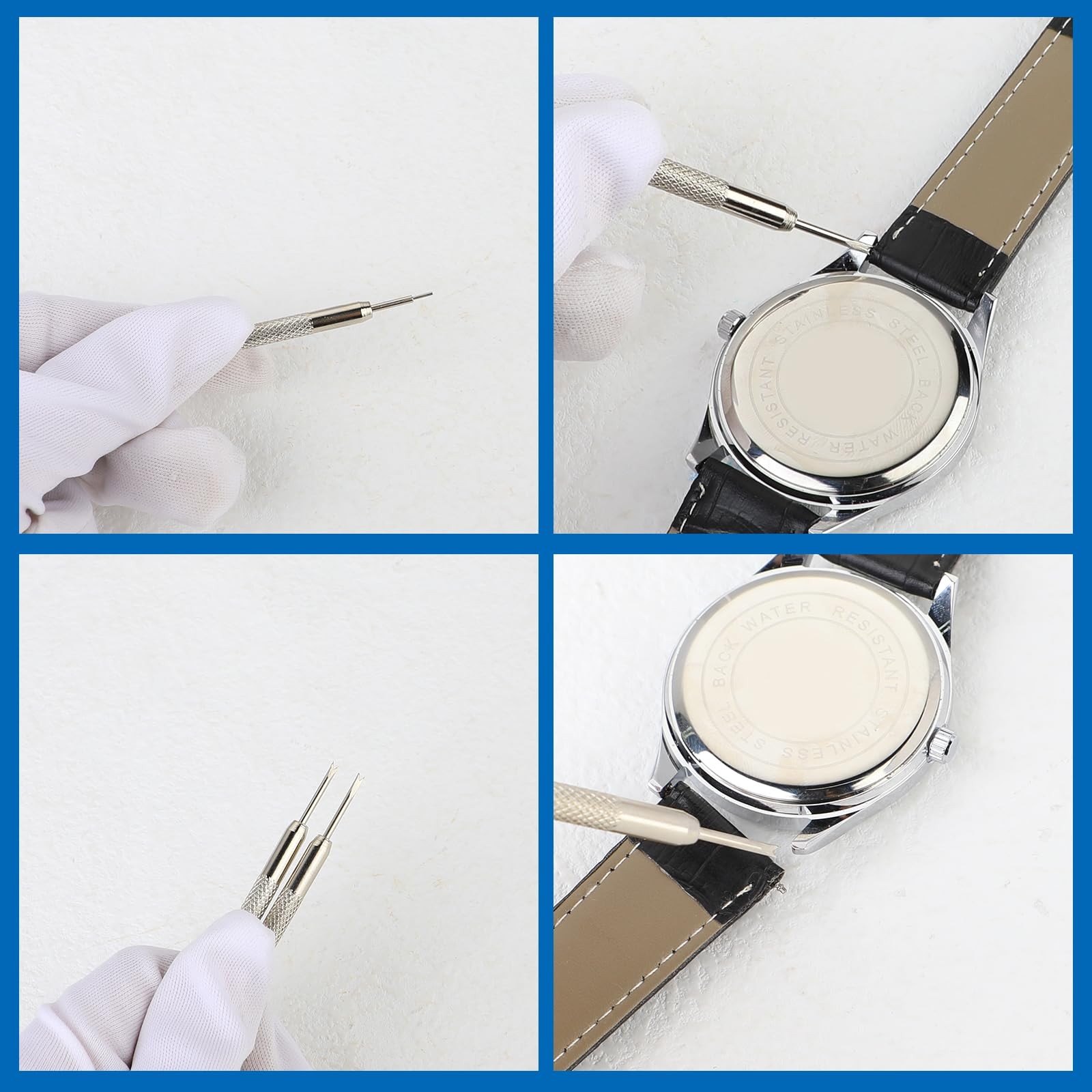 2×Silver Repace Steel Watch Band Spring Bar Link Remover Pins Pusher Repair Tool