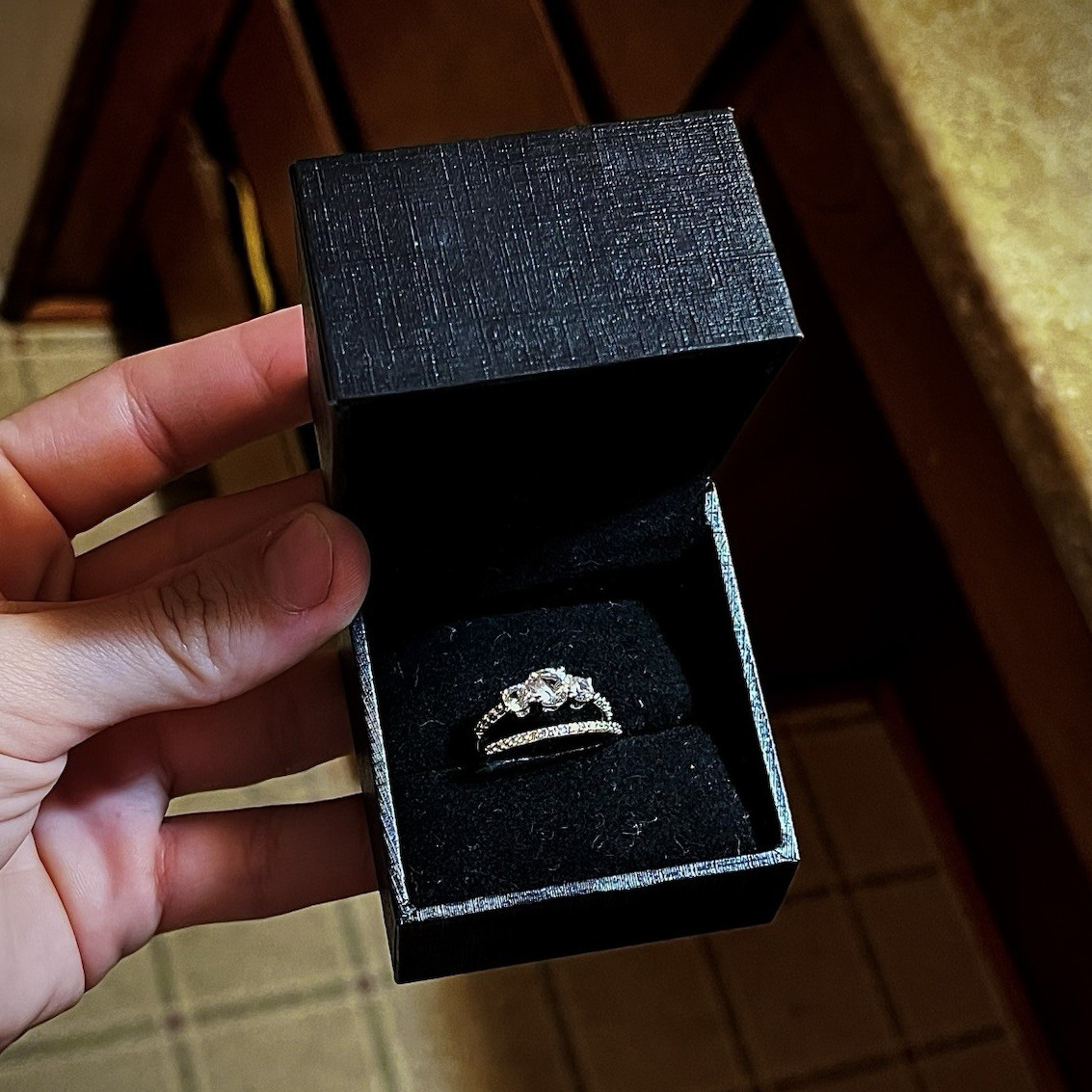 Zales Engagement & Wedding Ring Set 925 Sterling Silver White Sapphire 8.5