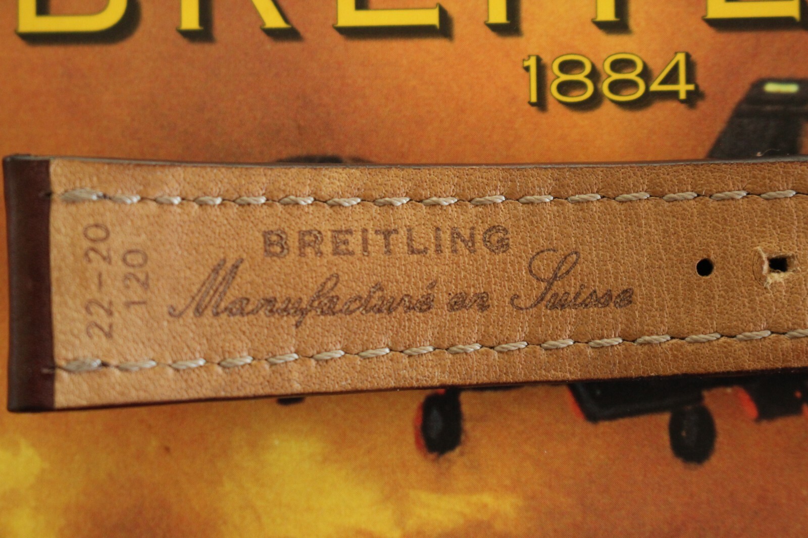 BREITLING 437X 22-20 BROWN PLAIN CALF TONGUE BUCKLE WATCH BAND WATCHBAND STRAP A