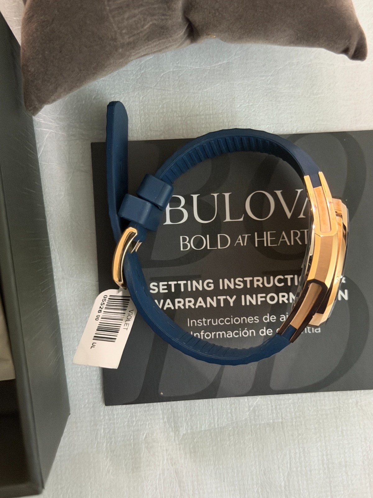 Bulova Curv Marc Anthony Blue Dial Women’s Watch 97P174. NIB $1,250. Rose Gold.