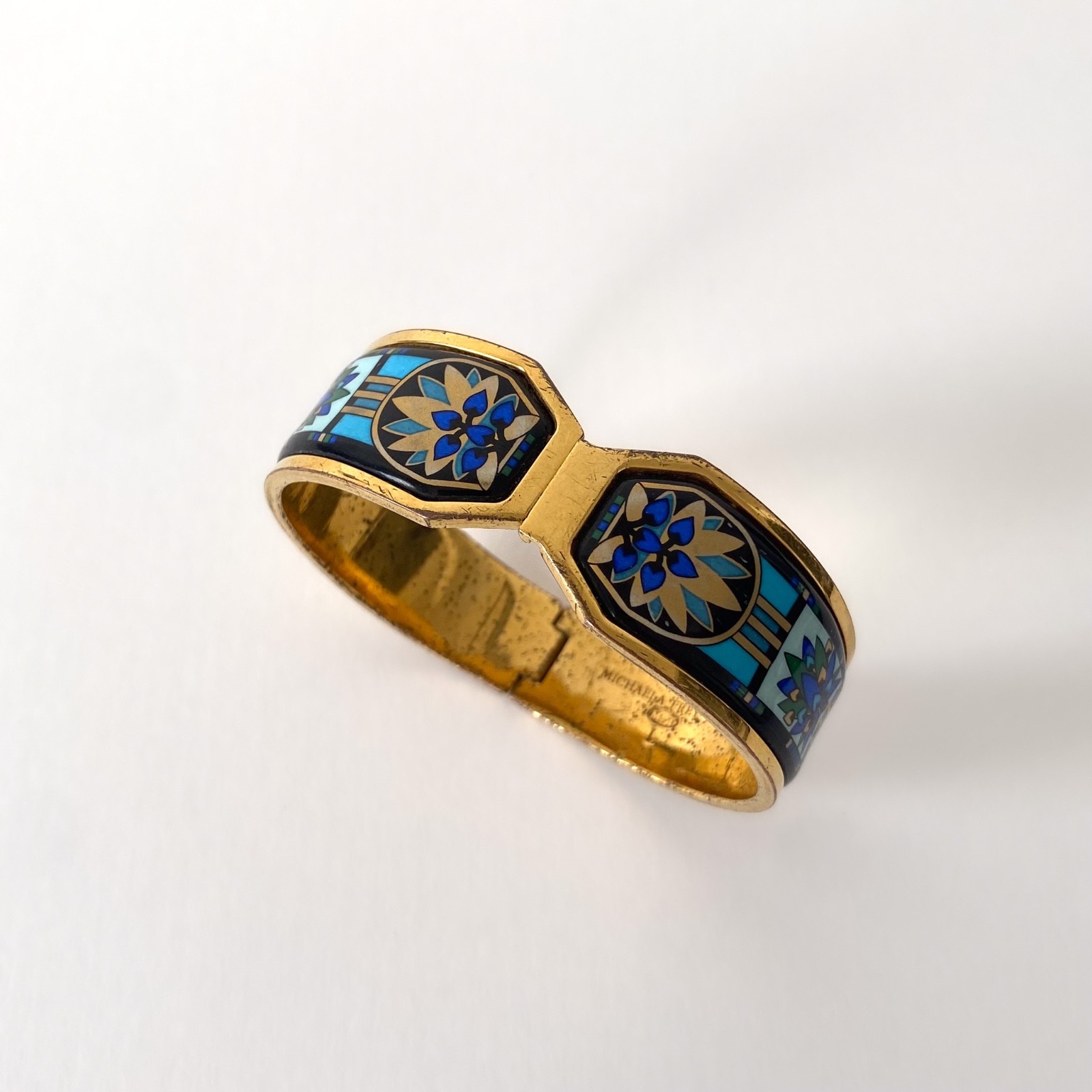 Michaela Frey Wien Vintage Gold Metal And Enamel Bracelet – 1980s